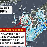 福岡県大牟田市付近と熊本県荒尾市付近で120ミリ以上「記録的短時間大雨情報」