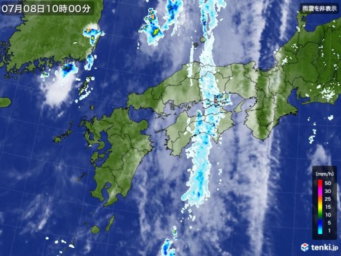 雨雲が中国・四国地方を縦断