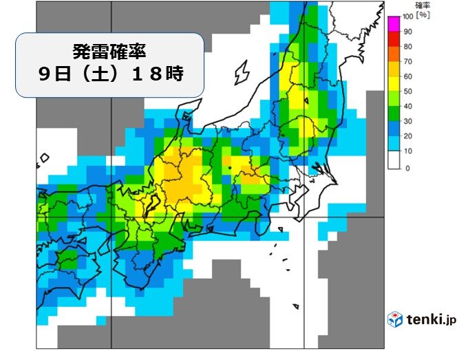 東日本は急な雨や雷雨に注意