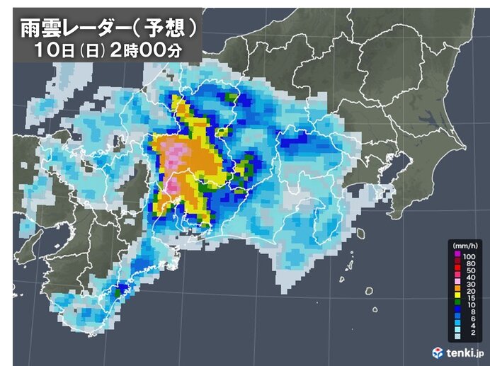 あす10日の明け方にかけて大気の非常に不安定な状態が続く