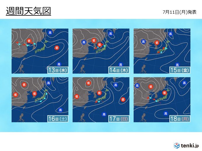向こう1週間　低気圧の影響で気圧低下