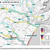 仙台市と多賀城市を流れる七北田川　氾濫危険水位を超える　夕方まで雷雨や激しい雨