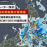 宮城県で約100ミリ「記録的短時間大雨情報」