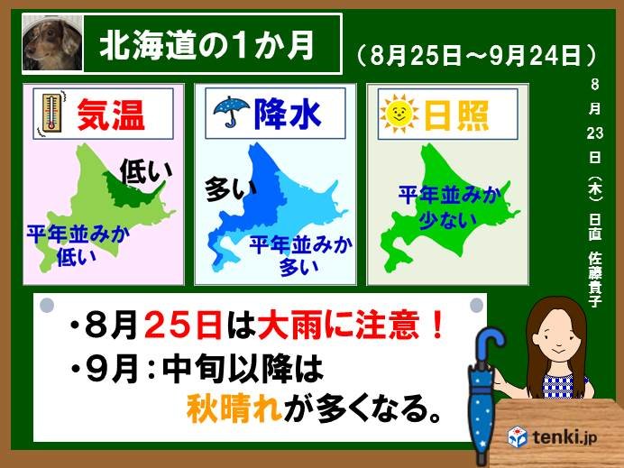 北海道の1か月 9月後半は秋晴れいっぱい 日直予報士 18年08月23日 日本気象協会 Tenki Jp
