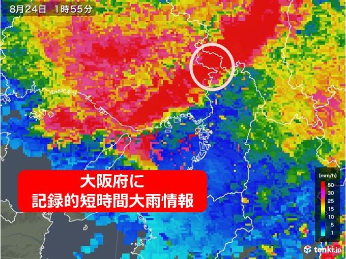 大阪府で記録的短時間大雨情報