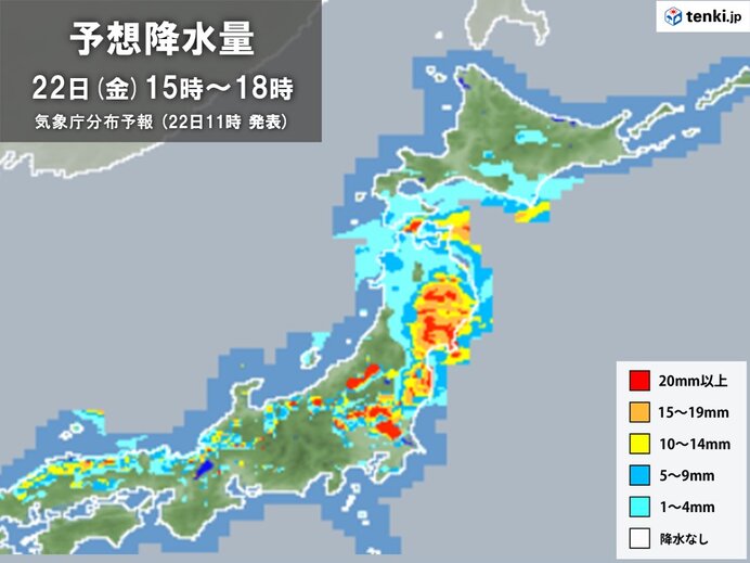 東北の太平洋側　今夜にかけて再び大雨のおそれ　土砂災害など警戒