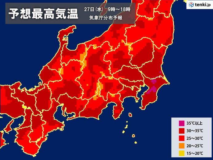 明日27日(水)　体にこたえる暑さ