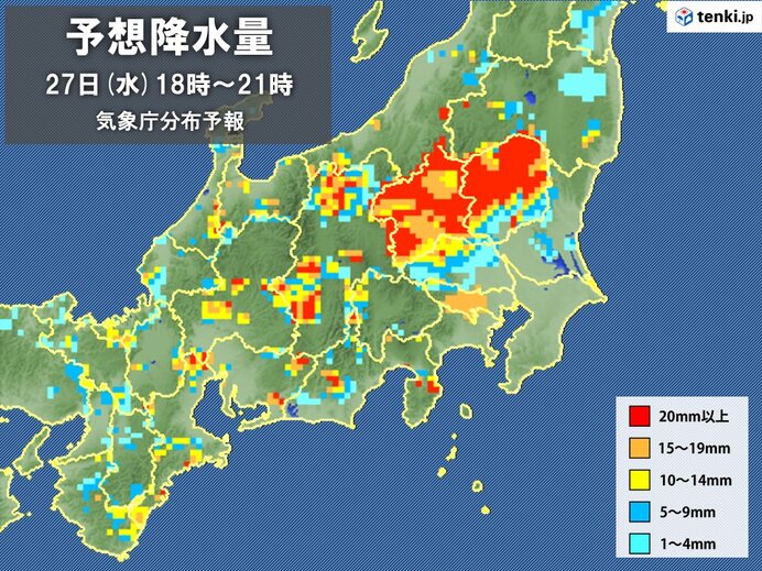 明日27日の関東　北部でゲリラ豪雨のおそれ　35℃以上の猛暑日も