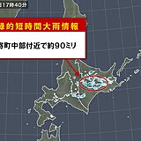 北海道で約90ミリ「記録的短時間大雨情報」