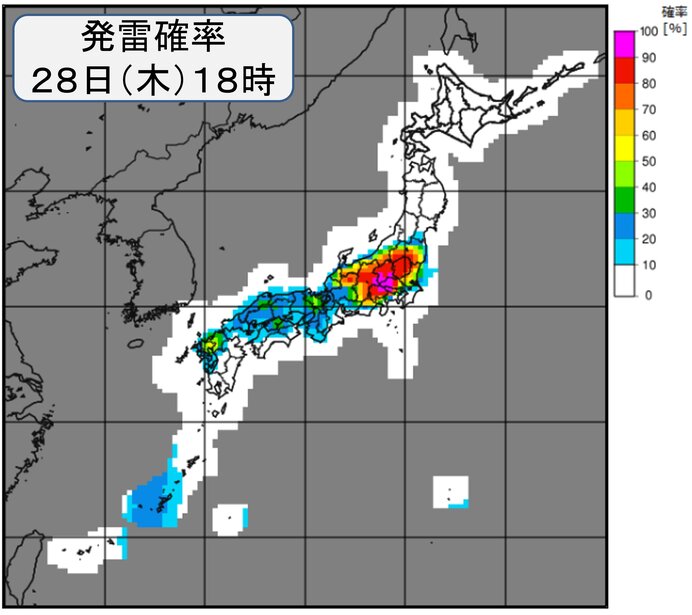 きょう28日の天気 大気の状態が不安定 滝のような雨の所も 局地的な