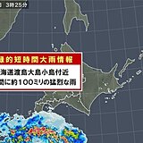 北海道で約100ミリ「記録的短時間大雨情報」