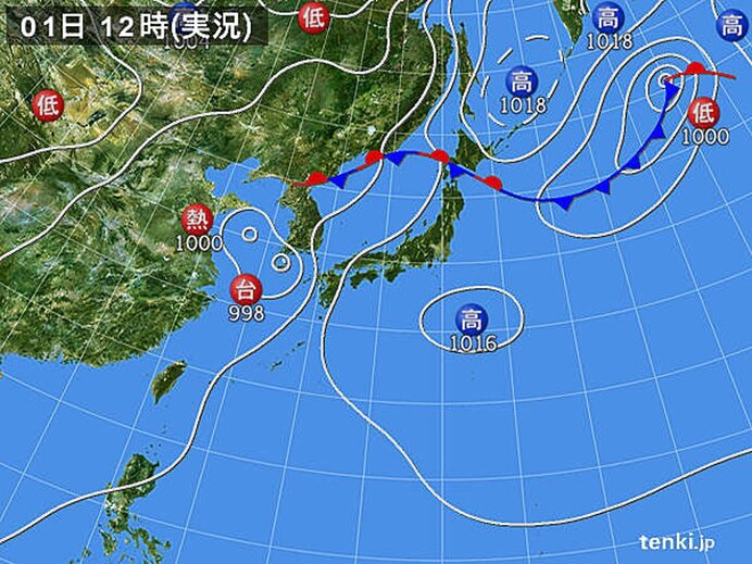 元台風5号と台風6号周辺の暖かく湿った空気