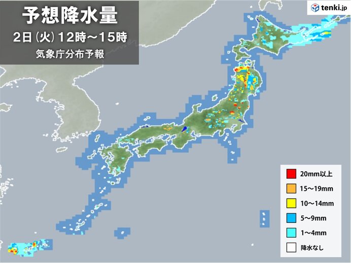 北海道や東北は雨や雷雨