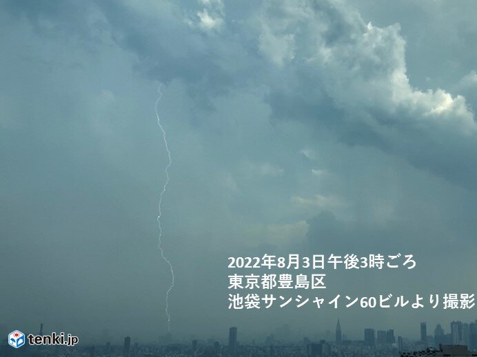 東京都心の空にカミナリ雲発生中 関東は急な激しい雨 落雷 突風など要注意 気象予報士 徳田 留美 22年08月03日 日本気象協会 Tenki Jp