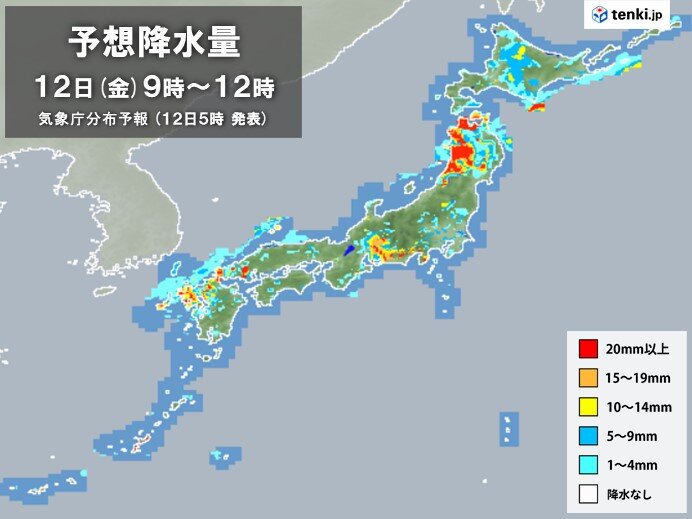 きょう12日　雨の範囲が広がる　東北北部は猛烈な雨が降るおそれ　厳重な警戒を
