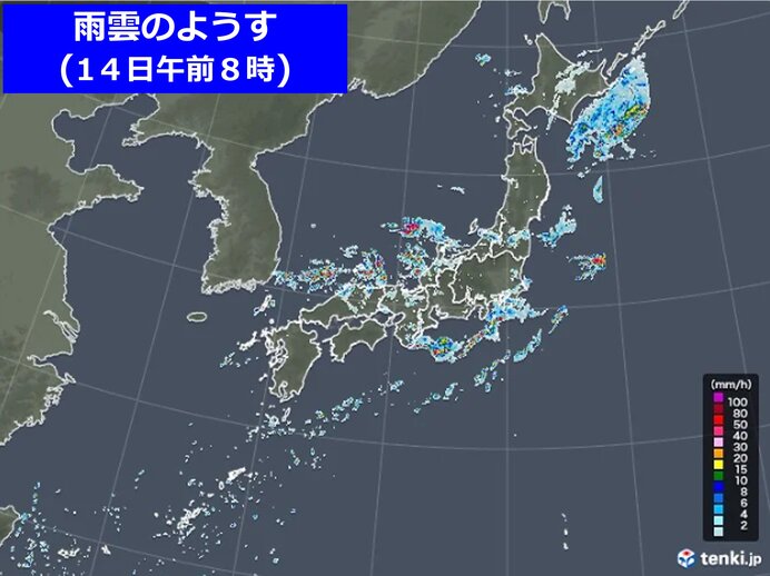 全国的に　雨雲・雷雲が発達しやすい状況