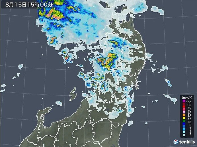 16日(火)は滝のような非常に激しい雨の降る所も