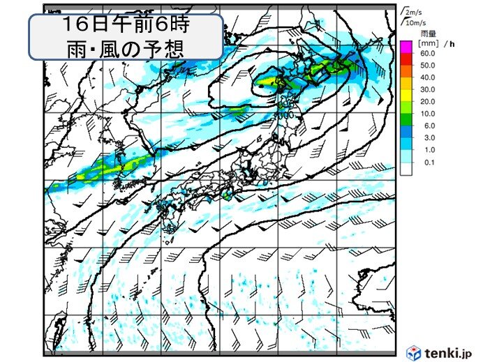 あす16日にかけて北陸～北海道　大雨の恐れ　雨のピークは今夜～あす昼頃