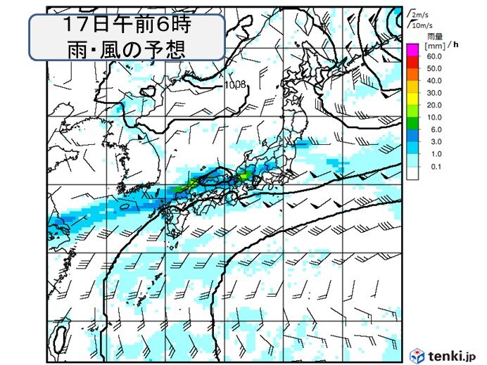 17日～18日　山陰～北陸付近を中心に発達した雨雲　大雨の恐れ