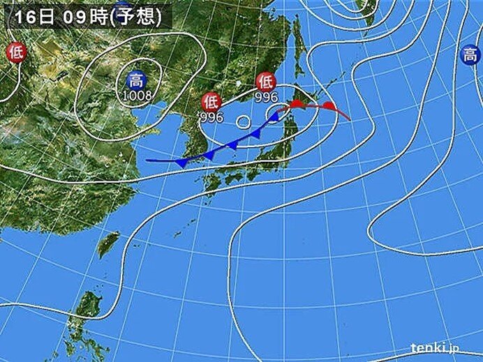 あす16日～17日　北海道・東北・北陸～九州北部で大雨の恐れ