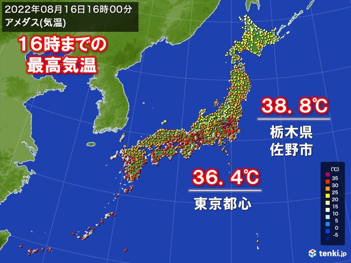 猛暑日5日ぶりに100地点超え　関東では38℃台の体温超えの暑さも