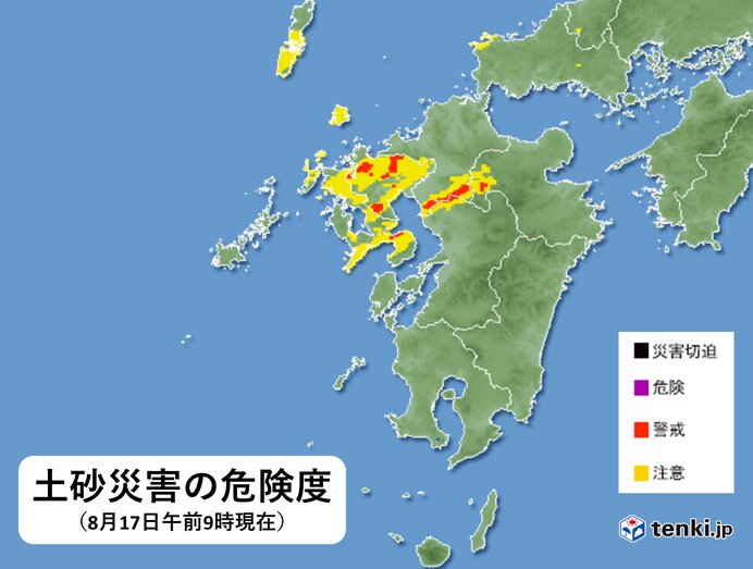 九州北部 土砂災害の危険度高まる