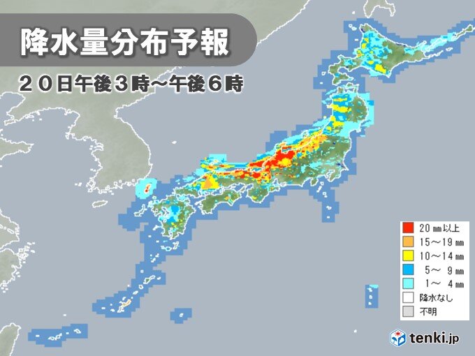 日本海側　あす21日明け方まで大雨