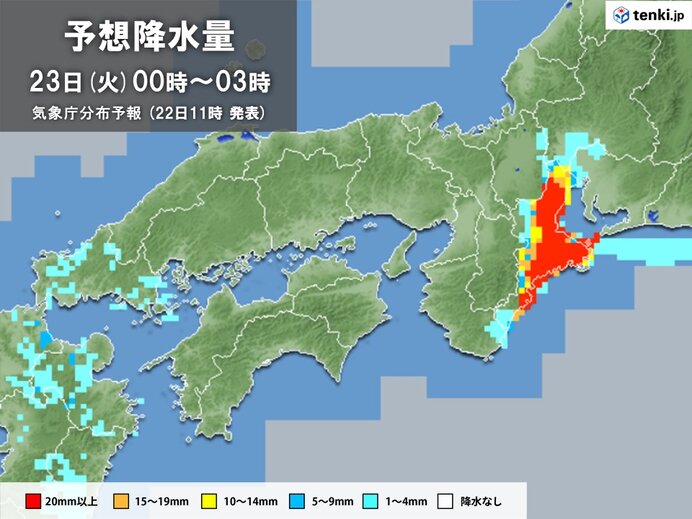 三重県　23日火曜未明～明け方も　雨雲が発達するおそれ