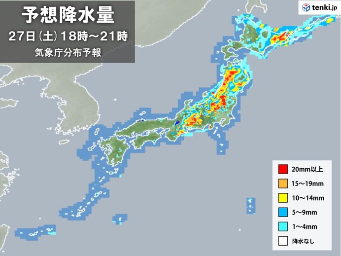 土曜日は北海道 東海は激しい雨や雷雨に注意 日曜日も北海道 関東は雨 気象予報士 吉田 友海 22年08月27日 日本気象協会 Tenki Jp