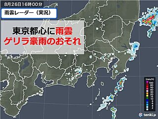 東京都心に雨雲　帰宅時間帯は　ゲリラ豪雨のおそれ