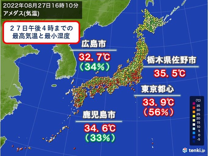 8月最後の土曜日 関東は猛暑日も 西と東で質の違う暑さ 気象予報士 日直主任 22年08月27日 日本気象協会 Tenki Jp