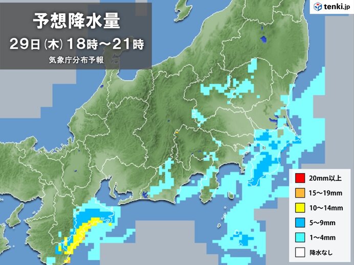 関東　にわか雨に注意　お帰りの時間帯　雨具と上着が必要