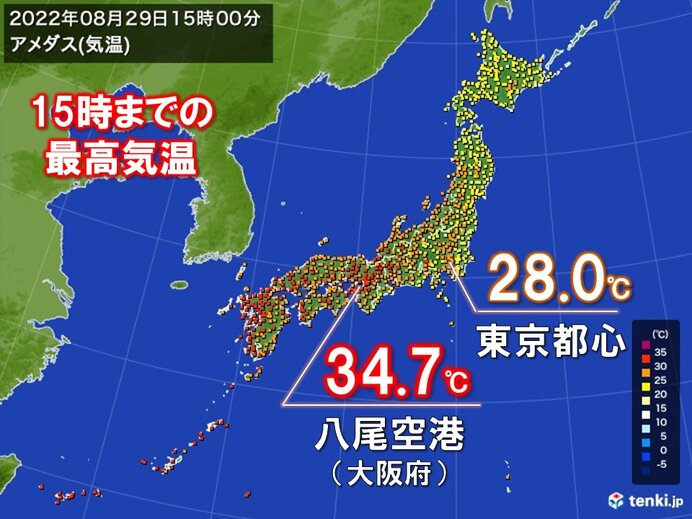 西日本は猛暑日一歩手前の所も　あす30日は蒸し暑さアップ　関東は秋の気配