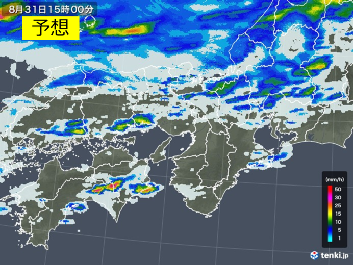 31日午後～1日　雨の範囲広がる