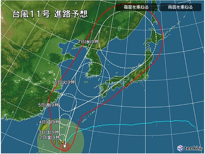 台風11号　あす3日夜に先島諸島にかなり接近　6日に九州に接近の恐れ