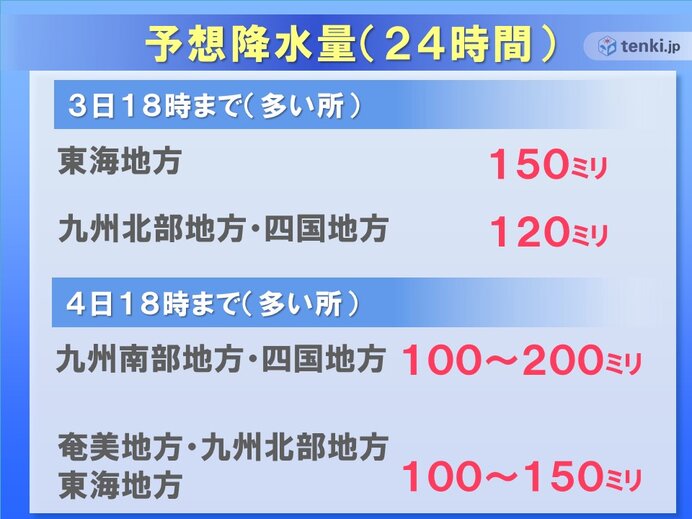 西日本～東日本　台風が接近前から大雨に警戒