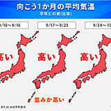 10月上旬にかけて　全国的に暑さがおさまらず　台風シーズンが長引く　1か月予報