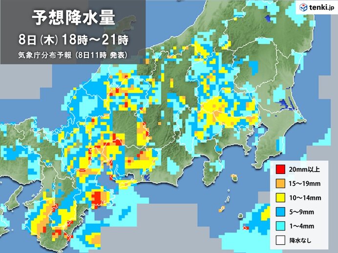 関東　帰宅時間も「局地的な大雨」のおそれ　都心もまだ雨が強まる可能性