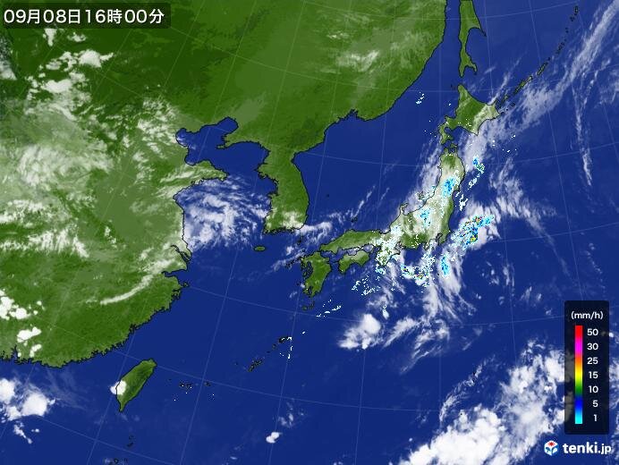 きょう8日(木)は東北に雨雲の帯