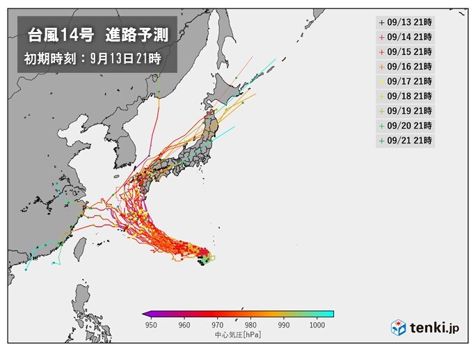 台風14号　発達しながら北上　シルバーウィークは日本列島に広く影響か