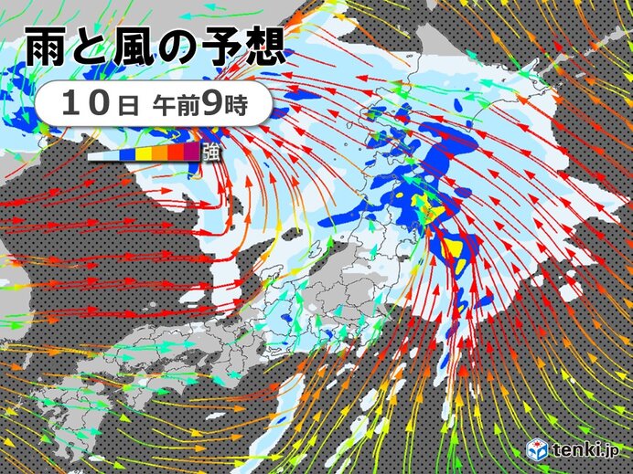 あす10日は北日本を中心に荒天