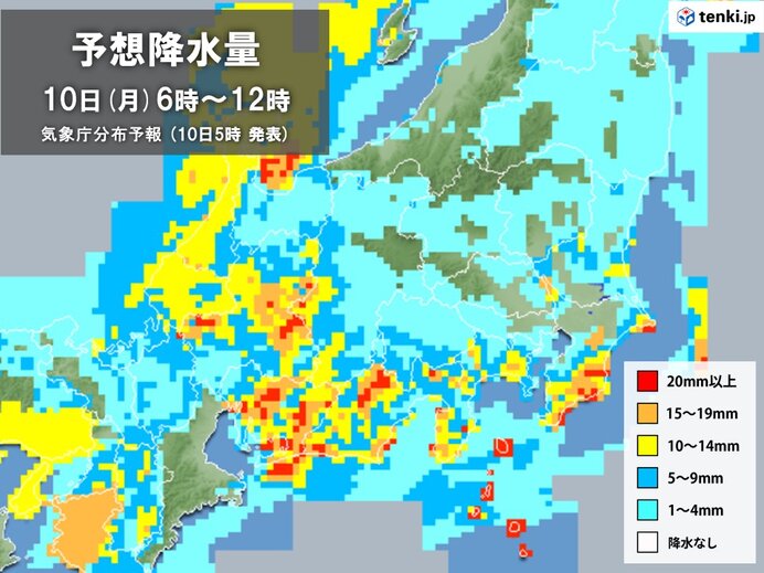 朝まで局地的に激しい雨や雷雨