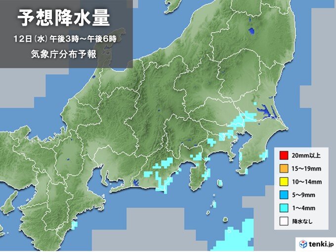 きょう12日　関東の所々に弱い雨雲