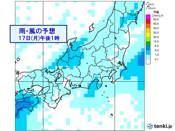 今夜の関東は一部で雨　あす17日は午後から広く雨雲かかる