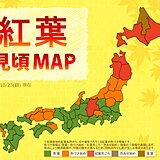 紅葉見頃MAP　関東の山沿いで紅葉狩りシーズン　都市部も小さい秋見つけた?