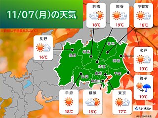 関東　きょう7日　南部の沿岸部を中心に　天気が下り坂　東京は「隠れ傘マーク」