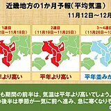 関西　11月末からは一気に冬本番の寒さ到来か　最新1か月予報