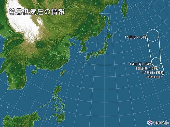 ウェーク島近海の熱帯低気圧　台風に発達する予想