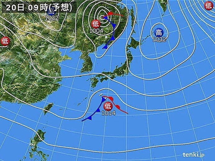 20日(日)のポイント　太平洋側で雨や風が強まる