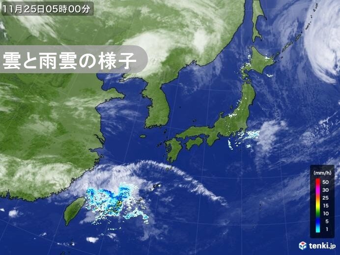 きょう25日　先島諸島付近に発達した雨雲